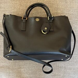 TORY BURCH Black Saffiano Leather Robinson Large Purse Tote Bag Shopper